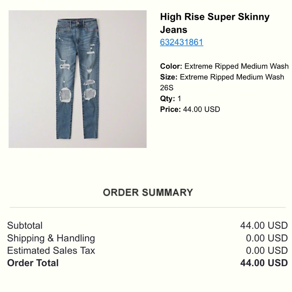 Abercrombie & Fitch Skinny Jeans - Size 26